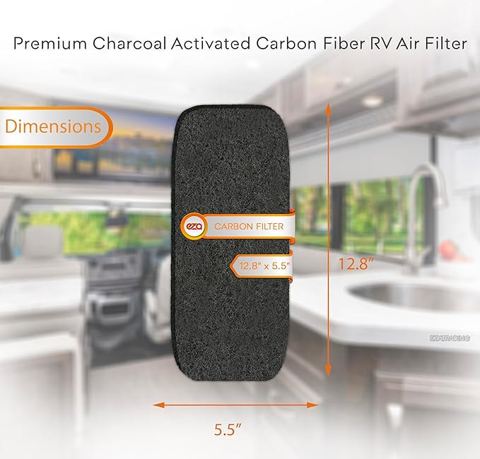 RV Premium Charcoal Activated Carbon Fiber Air Conditioner Filter - Air Duct AC Carbon Filter Replacement for RV AC Vent (4 Pack, 12.875” x 5.5”)