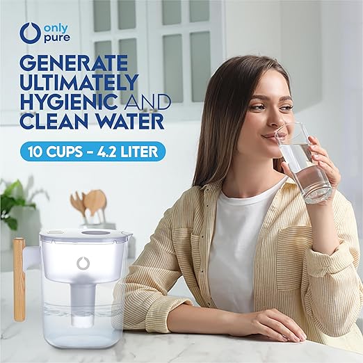 10-Cup Long-Life Water Filter Pitcher – 120-Gallon Capacity, Removes 99% Lead, PFAS, Mercury, Microplastics & More – 5X Filter Lifespan