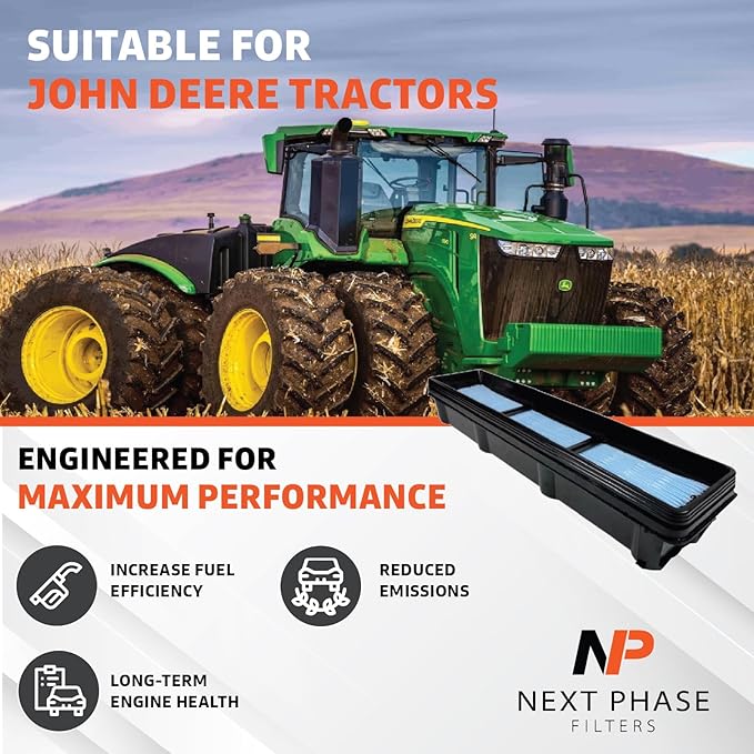 Air Filter for John Deere Tractors - Pack of 1 - Fits O.E., AL119095- Air Filter Replacement for Baldwin PA3928, Donaldson P789129, Luberfiner LAF4340, Wix 49096 - See NP49096-CASE 6 for Bulk Discount