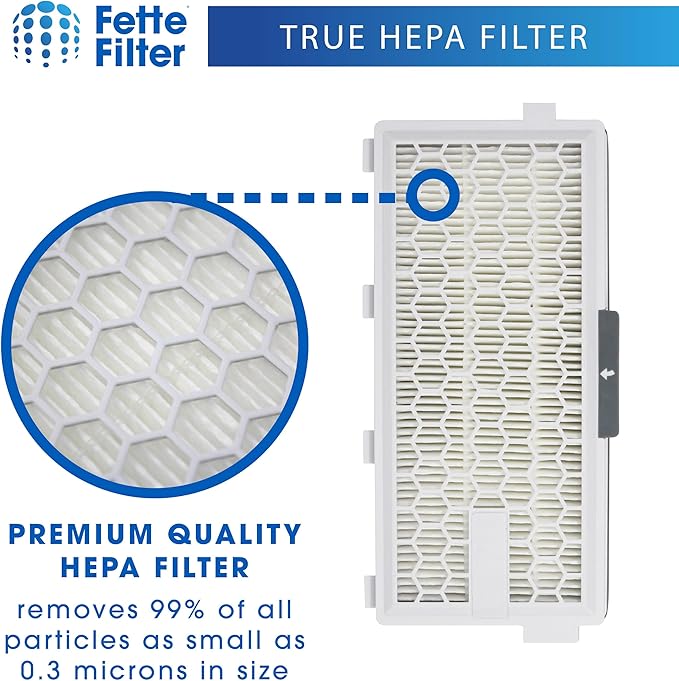 Fette Filter - HEPA Filters Compatible with Miele AirClean SF-HA 50 Filter for Model # S4, S5, S6, S8, S8000, S8999, S6000, S6999, S5000, S5999, S4000, S4999, Complete C2 & C3 (Pack of 2)