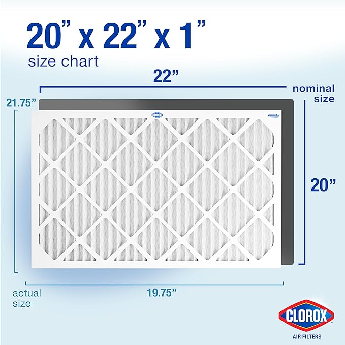 Clorox 20x22x1 Air Filter, MERV 13 Pleated HVAC AC Furnace Air Filters, MPR 1500 & FPR 10 – Pack of 4