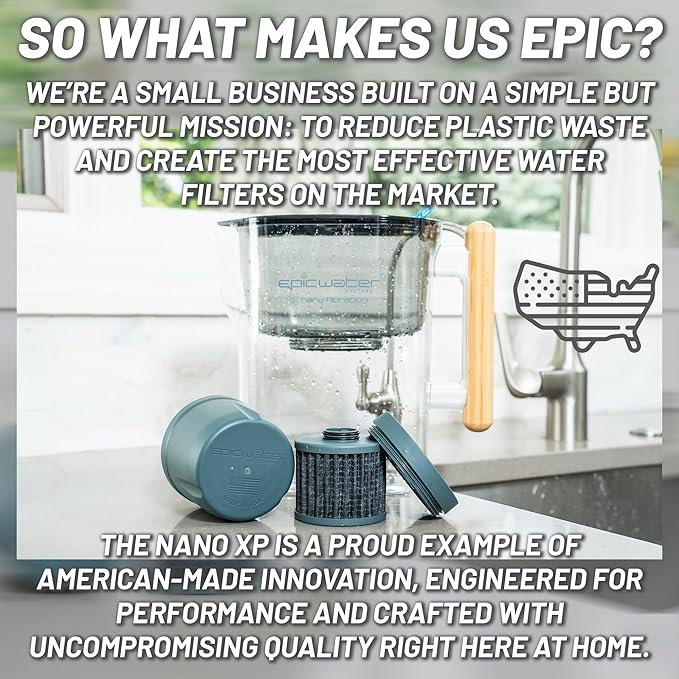 Epic Water Filters REPLACEMENT FILTER for Epic Nano Water Filter Pitcher or Dispenser. Nanofiltration Removes Bacteria, Virus, Cyst, Lead, Chromium 6, PFOS, PFOA, Heavy Metals, Pesticides