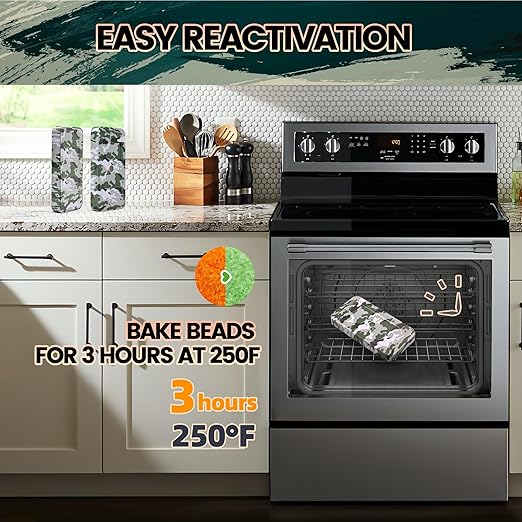 100 Gram Camouflage Gun Safe Dehumidifier Silica Gel Canister Rechargeable Dehumidifier Desiccant Reusable Indicating Desiccant Moisture Absorber with Visible Window [4PACK]