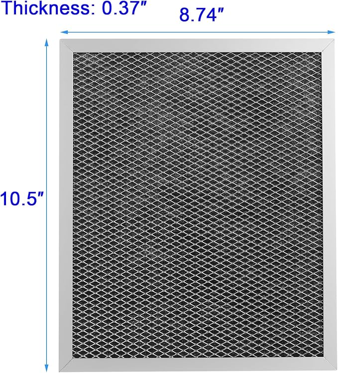 2 Pack Replacement Air Filter For 41F, 97007696, 97005687 Broan Nutone Range Hood Grease Mesh Charcoal Carbon Combo - Filter Size 8.75 x 10.5 x .44 Inches