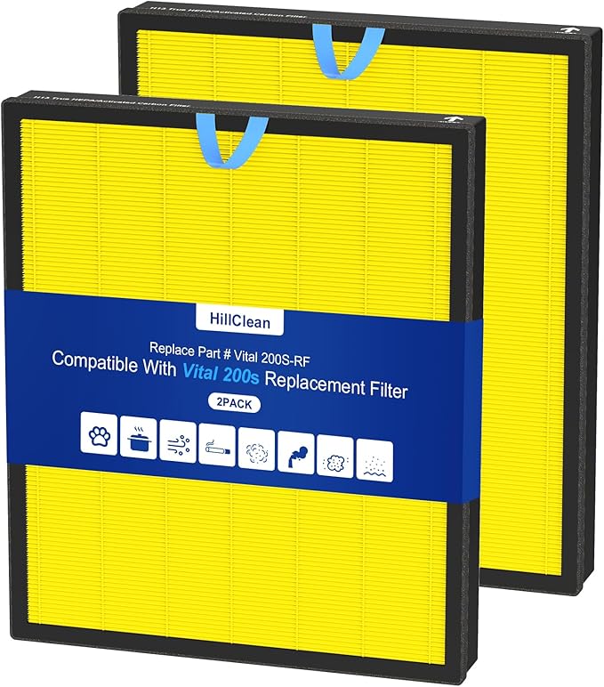 2 Pack Vital 200S Pet Care Replacement Filter Compatible with LEVOIT Vital 200S Air Purifier, 3-in-1 H13 Grade True HEPA Activated Carbon Vital 200S-P Filter, Vital 200S-RF-PA (LRF-V201-YUS)