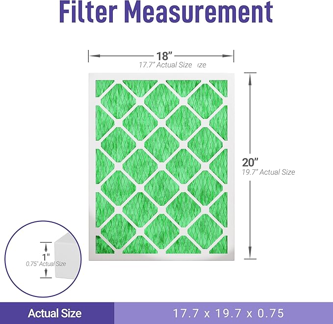 Maycold MERV 13 18x20x1 Air Filter (6-Pack), High-Efficiency Pleated AC & Furnace Filters, Actual Size: 17.70” x 19.70” x 0.75”, Individually Wrapped in Plastic