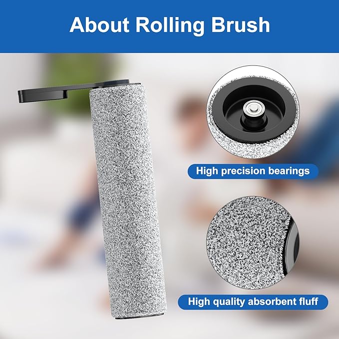 Vacuum Mop Replacement Parts Compatible with Tineco Roller Brush Replacement, Suitable with FLOOR ONE S5, FLOOR ONE S5 Pro Cordless Vacuum Cleaner, Set Includes 2 Roller Brushes and 5 Vacuum Filters