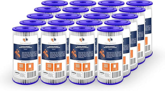 Aquaboon 5 Micron Pleated Sediment Water Filter 10 x 4.5 Cartridge - Whole House Water Filter Replacement - Whole House Water Filters Cartridges Compatible with Well Filters FXHSC, R50-BBSA, 20-Pack