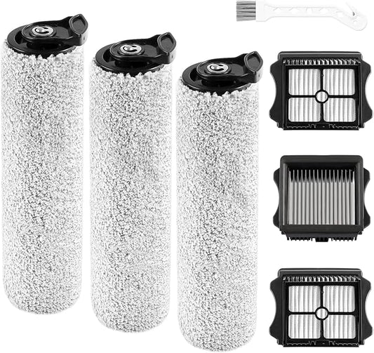 iFloor 3 Replacement Brush Rollers and HEPA Filter Kits Compatible with Tineco iFloor 3 and Floor One S3 Cordless Wet Dry Vacuum Cleaner Replacement Parts Accessories Kit,3 Brush Rollers & 3 Filters