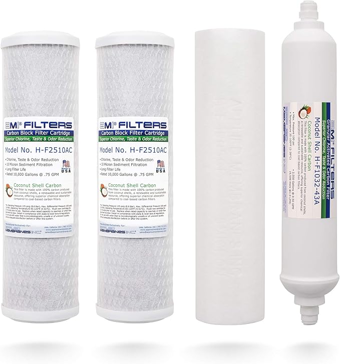 Applied Membranes Inc. | Reverse Osmosis Filter Replacement For 5 Stage Reverse Osmosis Water Filtration Systems (100 GPD, Pre & Post Filters Set - 1 Year Supply)