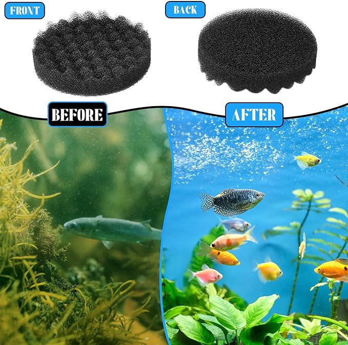 Uiifan 20 Pieces Bio Sponge Foam Pads Compatible with Fluval Fx4/ Fx5/ Fx6 Aquarium Filter Replacement Foam Pads Canister Filter Media Sponge Aquarium Accessories, 6.69 x 6.69 x 1.57 Inch, Black