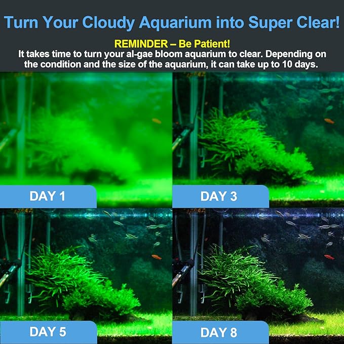 Fish Tank Filter with U - V Light & Timer (3/6/12/24 Hours) for Green Water Cleaning, Aquarium Filter with Aeration Turtle Tank Filter with Pre-Filter Sponge for Tanks 40-70 Gallon