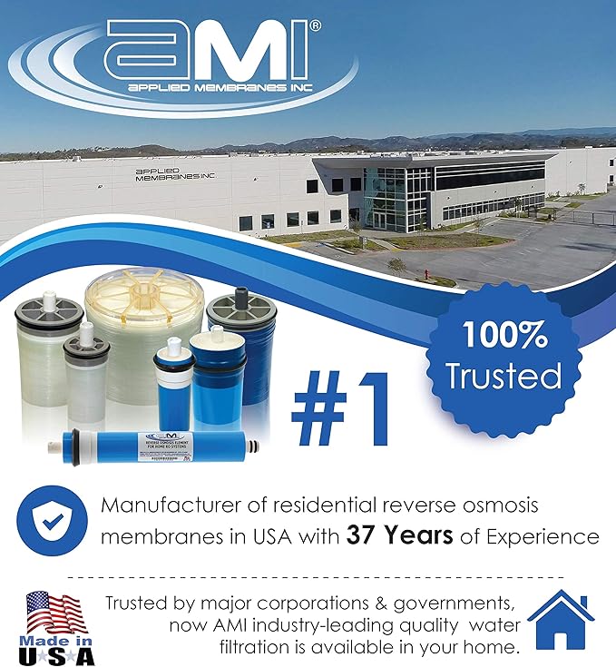 APPLIED MEMBRANES INC. 18 GPD Reverse Osmosis Membrane | RO Membrane Water Filter Replacement for Reverse Osmosis Water Filtration System | 1.5” x 12” Universal Compatibility | Made in USA