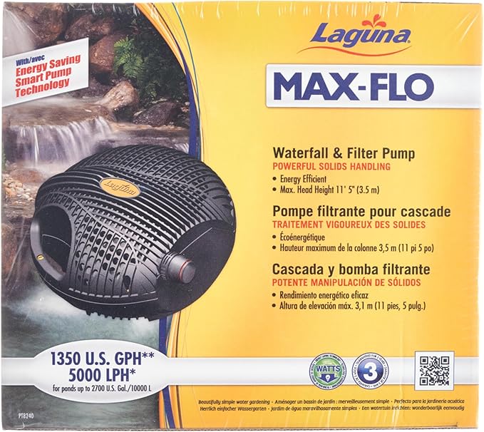 Laguna Max-Flo 1350 Electronic Waterfall and Filter Pump for Ponds Up to 2700-Gallon