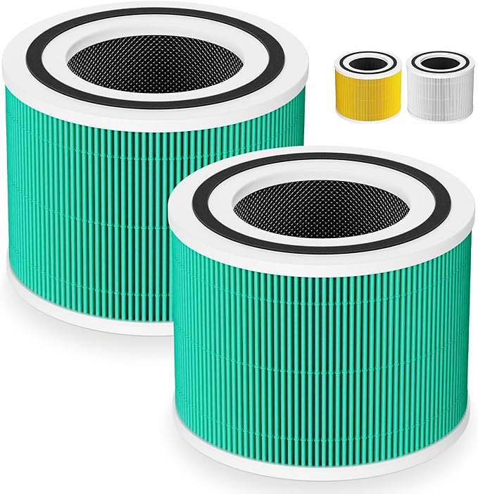 Core 300 Toxin Absorber Replacement Filter for LEVOIT Core 300/ Core 300S/ Core 300-P/Core 300S-P/Core P350 Air Purifi-ers, 3-IN-1 HEPA Filter, Compared to Part# Core 300-RF, Green (2 Pack)