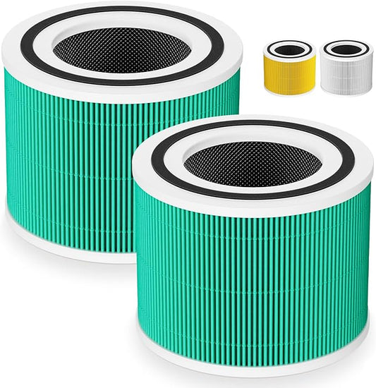 Core 300 Toxin Absorber Replacement Filter for LEVOIT Core 300/ Core 300S/ Core 300-P/Core 300S-P/Core P350 Air Purifi-ers, 3-IN-1 HEPA Filter, Compared to Part# Core 300-RF, Green (2 Pack)