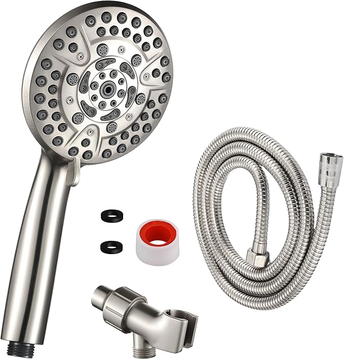10 Spray Shower Head with Handheld,High Pressure shower heads with Handheld Spray Combo,Hand Held Shower Head with 60 Inch Long Hose (Brushed Nickel)