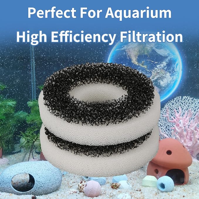 Foam and Carbon Rings Filter Replacement Compatible with Biorb Aquariums，Aquarium Sponge Foam Filter Pads (10 Piece of Carbon Foam, 10piece of Regular Foam, 2 Cleaning brushs,1 Cleaner pad)