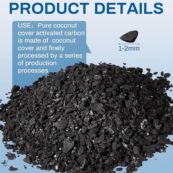 Timgle 6.6 Lbs Bulk Water Air Filter Activated Charcoal Coconut Hull Granular Activated Carbon 10-18 Mesh Water Distiller Charcoal Filters Media for Filtration