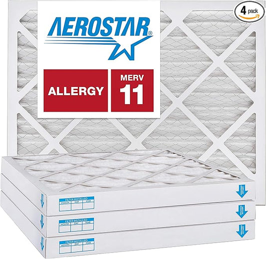 Aerostar 18x18x2 MERV 11, Pleated Air Filter, 18x18x2, Box of 4, Made in the USA