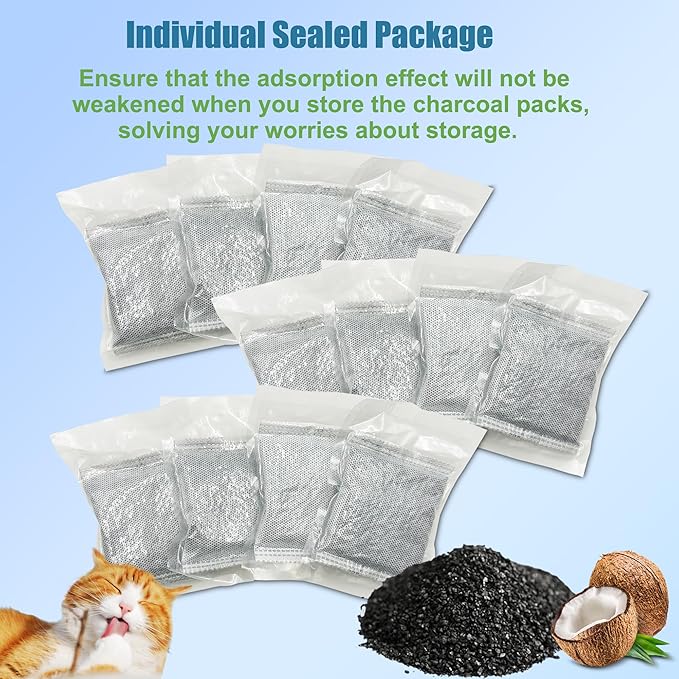 12 Pack Replacement Charcoal Filters for Modkat Flip Cat Litter Box, Activated Carbon Air Purifier Refills Compatible with Modkat Flip Cat Litter Box