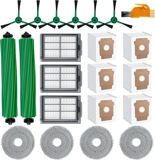 22 Pcs Replacement Parts for iRobot Roomba Plus 505/405 Combo Robot Vacuum Cleaner Accessories Kit, Include 2 Roller Brush, 4 Mop Pads, 3 Hepa Filters, 6 Side Brush, 6 Vacuum Bags