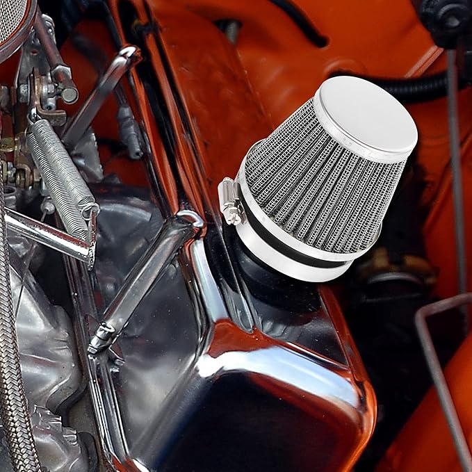 Motoforti 4pcs Universal 54mm Air Filter Cleaner Round Tapered Replacement for Motorcycle Black