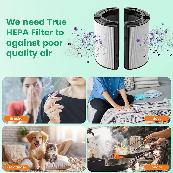 360° Combi 2 in 1 HEPA + Carbon Air Purifier Filter Replacement for Dyson HP10 HP07 TP10 TP09 TP07 TP06 TP04 TP4A HP04 HP06 HP09 HP4B PH01 PH02 PH03 PH04 PH3A DP04 Pure Cool Hot Humidify Fan,1 Pack