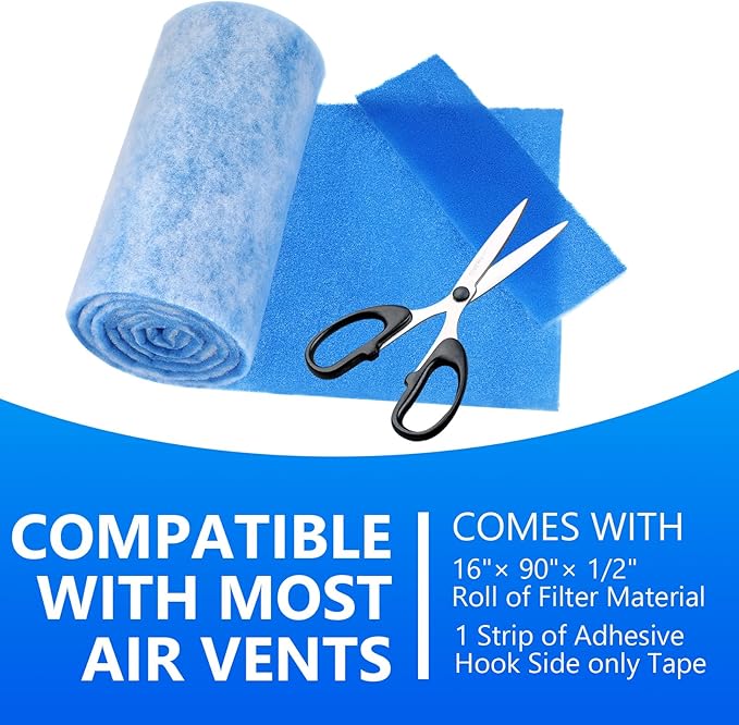 12x90 Inch Cut to Fit Air Filter Roll - MERV 8 Up to 50 Filters Cut to Size Air Filter Material Roll