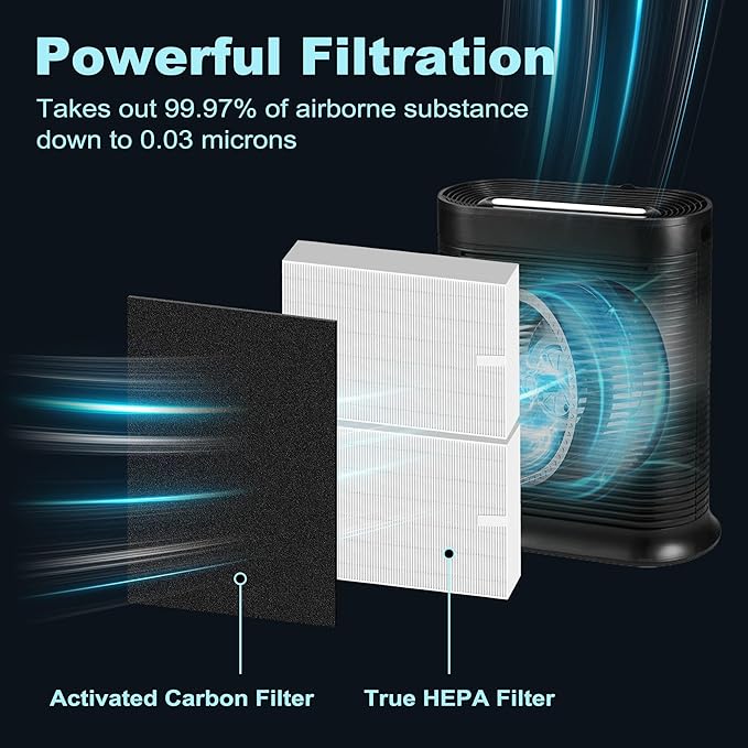 HPA200 Replacement Filters for Honeywell HRF-ARVP200, HPA200, HPA201, HA202, HPA204, HPA250 Series Air Purifiers, 2 HEPA R Filter and 4 Activated Carbon Pre-Filters A by Funmit