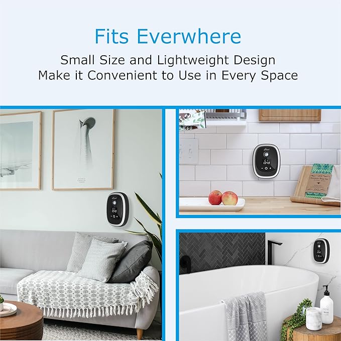 Sirena Air Ionizers for Home Negative Ion Filtration System, Quiet Air Freshener for Bedroom, Kitchen, Removes Odors, Smoke, Dust, Pets, Mini Ionic Air Purifier w/built in Clock and Night Light (3)