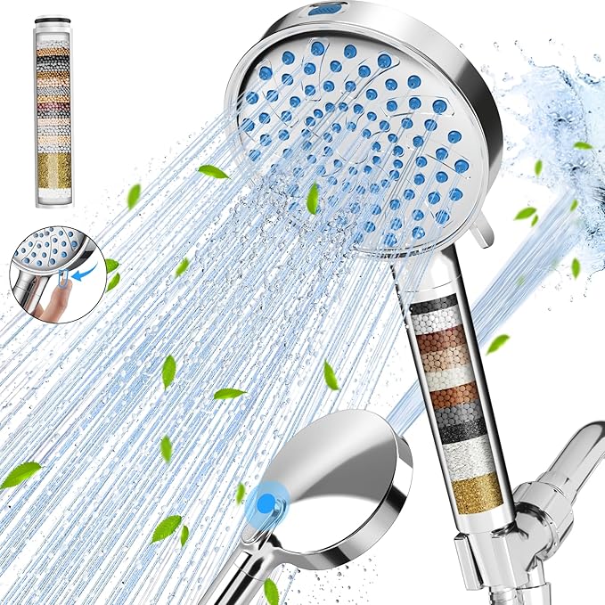 Cobbe Filtered Shower Head with Handheld, High Pressure 7-mode Showerhead with Filters for Hard Water - Remove Chlorine - Reduces Dry Itchy Skin, Patented Paddle Shift Design, Chrome
