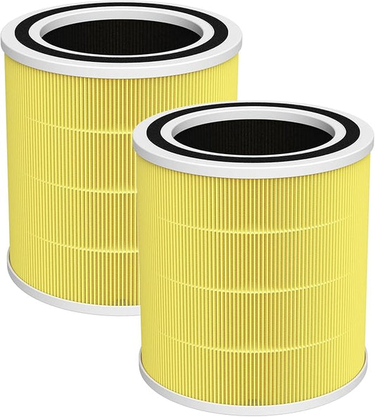2 Pack AC400 Air Purifiers Replacement Filter for Purivortex AC400 Air Purifier, 3-in-1 HEPA Technology High Efficiency Pet Care Filter, Yellow