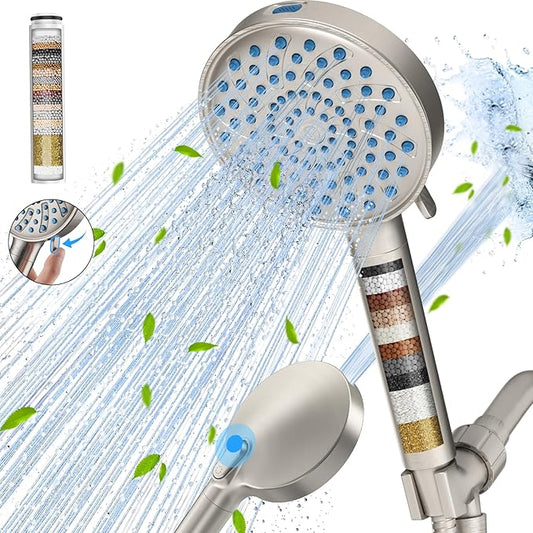 Cobbe Filtered Shower Head with Handheld, High Pressure 7-mode Showerhead with Filters for Hard Water - Remove Chlorine - Reduces Dry Itchy Skin, Patented Paddle Shift Design, Brushed Nickel
