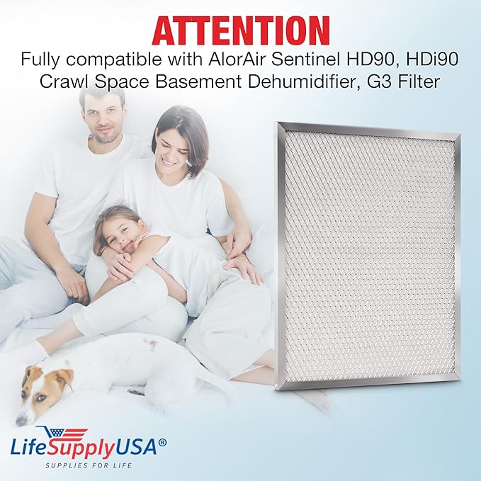 LifeSupplyUSA Filter Replacement Compatible with AlorAir Sentinel HD90, HDi90 Crawl Space Basement Dehumidifier, G3 Filter