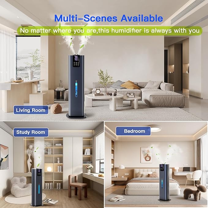 Smart Humidifiers Large Room Bedroom Home, 2.11Gal(8L) Quiet Top Fill Cool Mist Humidifier, Smart App & Remote Control, 3 Speed Humidifier with 360° Nozzle, Humidity Setting for Baby Office(Blue)
