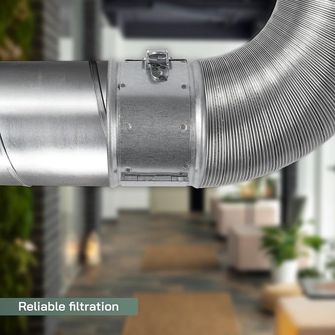 Vent Systems 6" Inch Inline Air Filter - Duct Filter - G4 Class Filtration Purifier System with Steel Mesh Screen - Air Vent Filters for Dust Collection/Air Purification - Rigid/Flexible Vent Hose