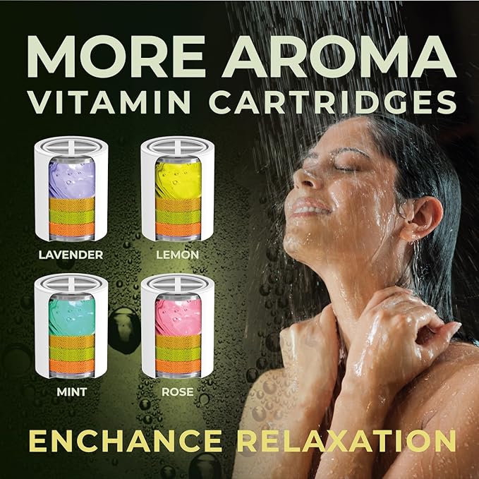 AquaHomeGroup Vitamin C+E+A Shower Filter Replacement Cartridge with Aroma Granules (Jasmine) - Removes Chlorine, Supports Skin & Hair Health