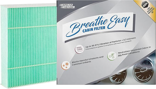 Spearhead HEPA Breathe Easy Cabin Filter, Up to 99.97% Filtration of 0.3 Micron Particles w/No Airflow Reduction (BE-775BH)