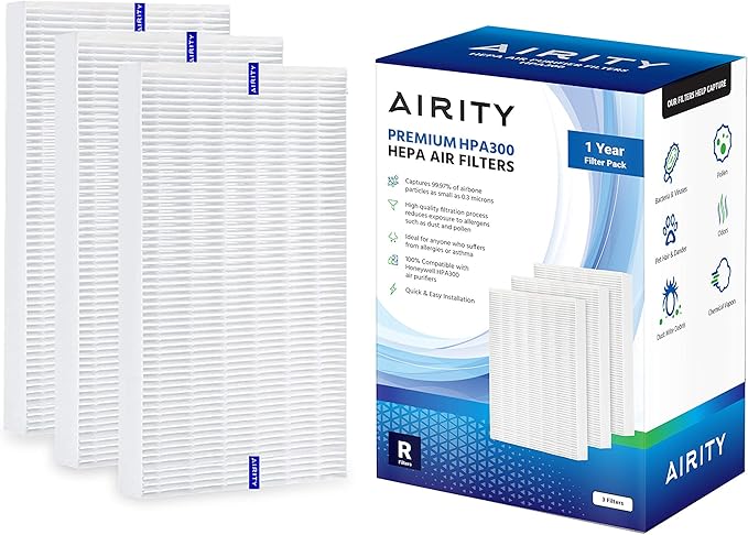 HPA300 Filter Replacement for Honeywell HPA300 Series Air Purifiers HPA300, HPA304, HPA3300, HPA5300, HRF-R3 | Honeywell Air Purifier Filter Replacements (3 Honeywell R Filters) by Airity