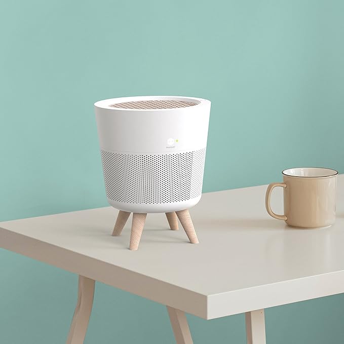 M-002W True HEPA 13 Filter Air Purifier for Home, Bedroom with Deodorization Filter, Quiet Auto Sleep Mode, 99.97% Pollen, Smoke, Office and Bedroom, Pets, Made in Korea - White