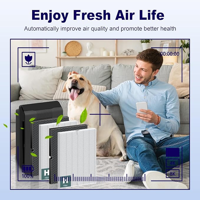 116130 Replacement Filter H for Winix 5500-2 AM80 Plasmawave Air Purifier, True HEPA Filter and Activated Carbon Filter Combo Pack, 2 Set