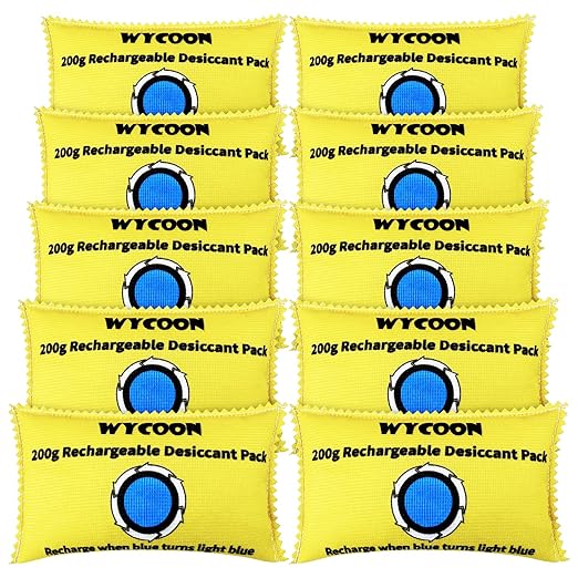 200g Rechargeable Desiccant Pack of 10, Moisture absorbers Bag, Desiccant Dehumidifier bag, Dehumidifier for Home Closets,Gun Safe, and Cars