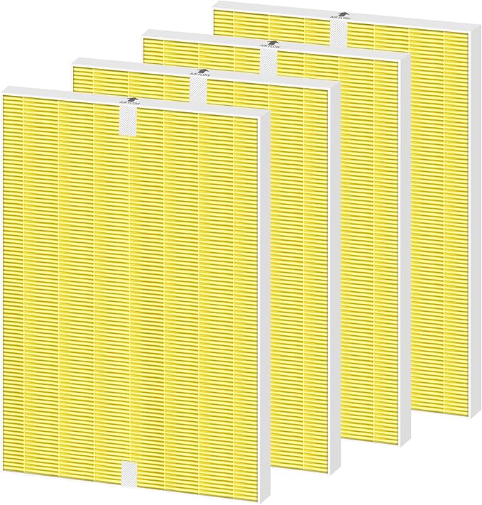 4 Pack 116130 HEPA Pet Care Replacement Filter H for Winix 5500-2 Am80 Plasmawave Air Purifier True HEPA Filter,Yellow