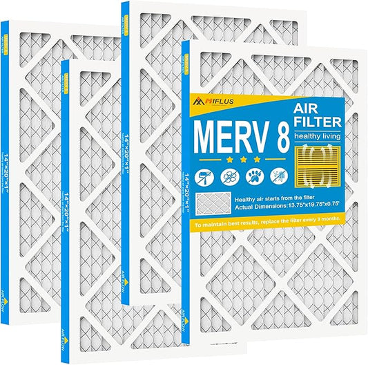 14x20x1 Air Filter,MERV 8,Furnace Air Filter for HVAC,Dust Defense-4packs by MIFLUS
