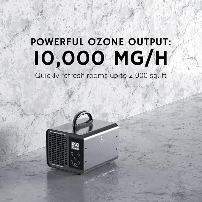 Airthereal MA10K-PRO SMART WiFi Ozone Generator - High Ozone Output Capacity Ozonator- Odor Remover, Deodorizer, Sterilizer - Adjustable Output and Timer Settings for Any Size Room - Black