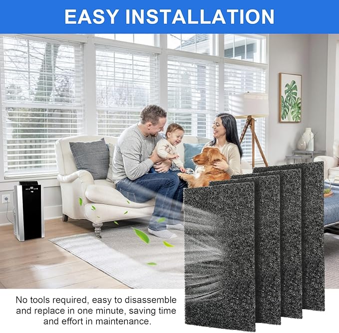 ARC-14S Activated Carbon Filter Cartridge Replacement for Whynter Portable Air Conditioners, Compatible with ARC-CF-14S,ARC-14SH,ARC-141BG and ARC-143MX Models-4 Pcs