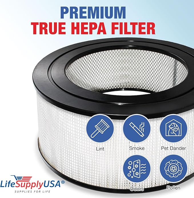 LifeSupplyUSA True HEPA Filter Replacement Compatible with Honeywell 21500 21600 Sears Kenmore 833308 Air Purifier