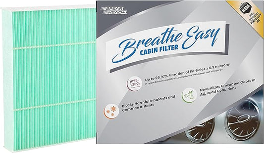 Spearhead HEPA Breathe Easy Cabin Filter, Up to 99.97% Filtration of 0.3 Micron Particles w/No Airflow Reduction (BE-134H)
