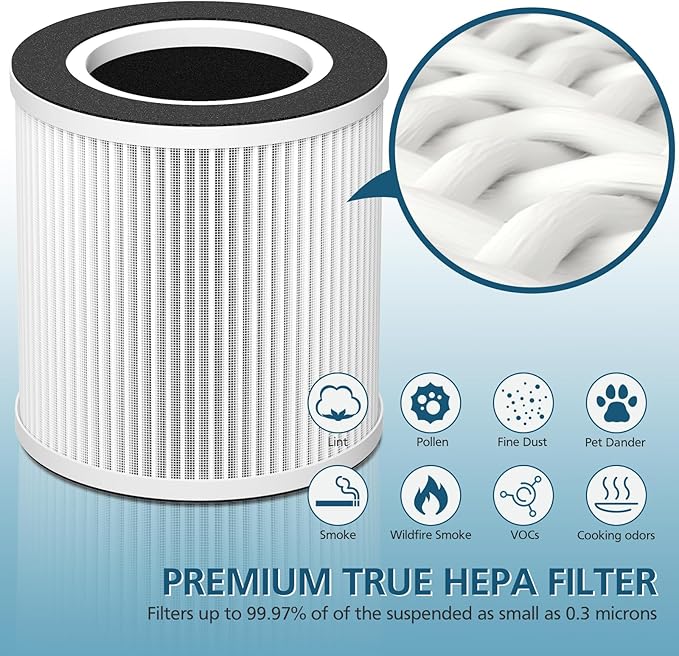B-D02L/M05 Replacement Filter, Compatible with MOOKA B-D02L & M05, for VEWIOR B-D02U, for KOIOS B-D02L, for Tailulu D10 Air Purifi-er, H13 HEPA Filter for MOOKA B-D02L Replacement Filter, 2 Pack